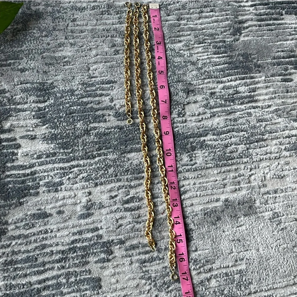 Beautiful 3 Pieces Bundle of‎ Sterling Silver Gold Chain Necklaces and Bracelets